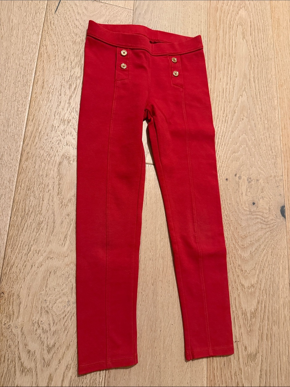 Janie and Jack size 7 Red Button-Accent Stretch Leggings